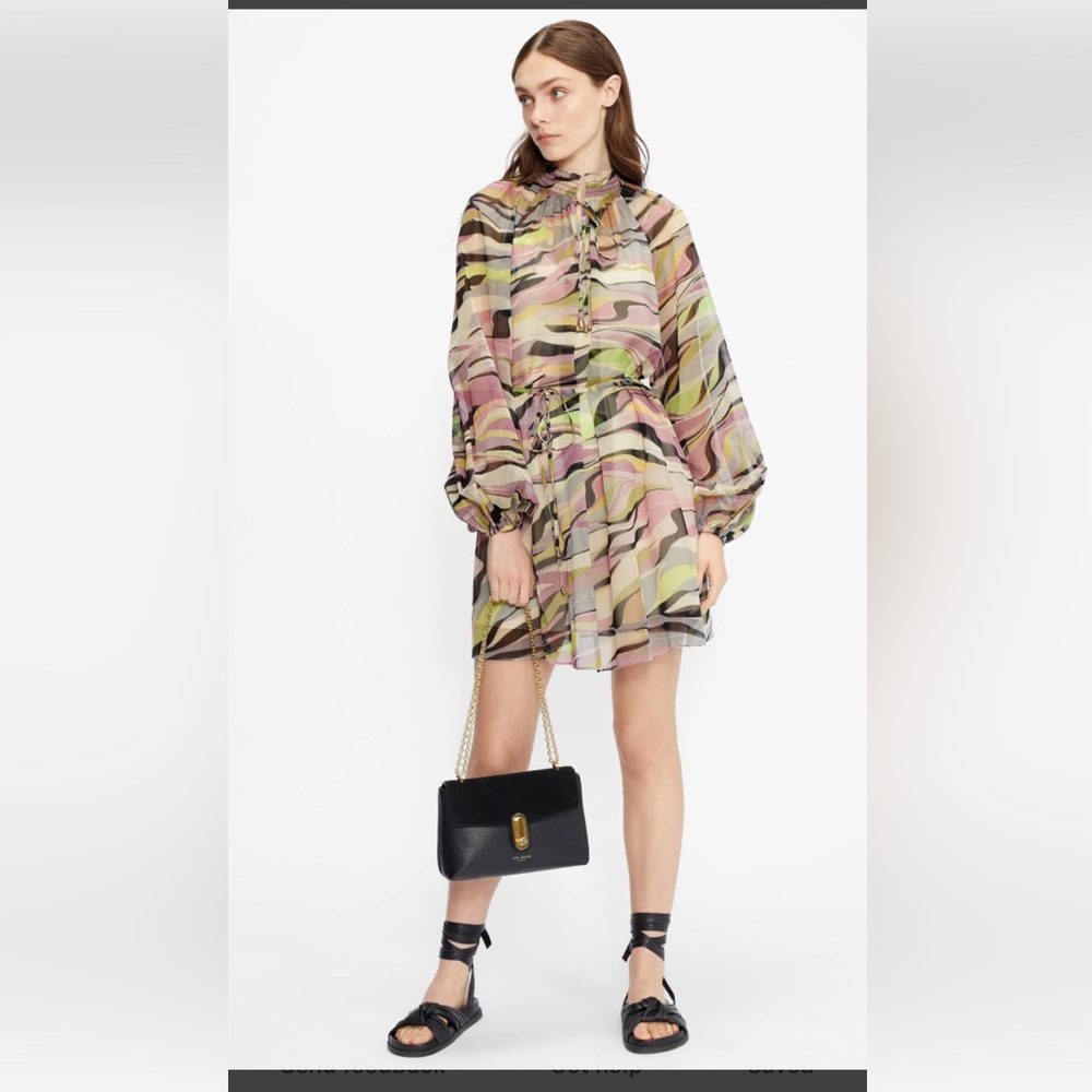 Ted Baker Dresses Ted Baker Zeenaa Blouson Sleeve Zebra Print Mini‎ Dress Dusty